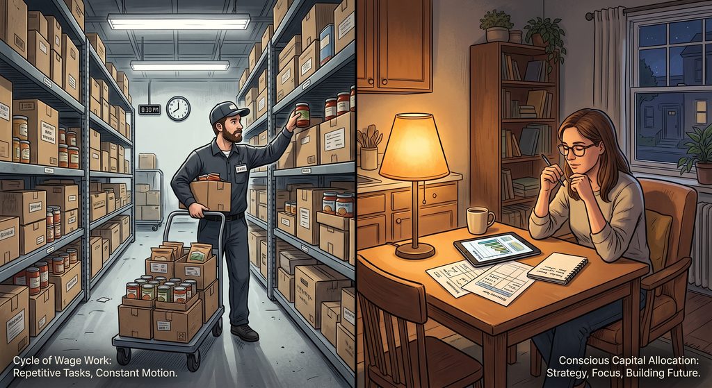 A picture of Maya, 35, splits her week between 24 hours at a regional retail warehouse and two weekend shifts as a certified nursing assistant. AND David, 29, works an administrative desk job at a municipal logistics company, bringing home $52,000 annually